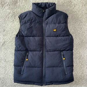 Men’s Navy CAT Workwear Arctic‎ Zone Quilted Full Zip Pockets Puffer Vest Size M